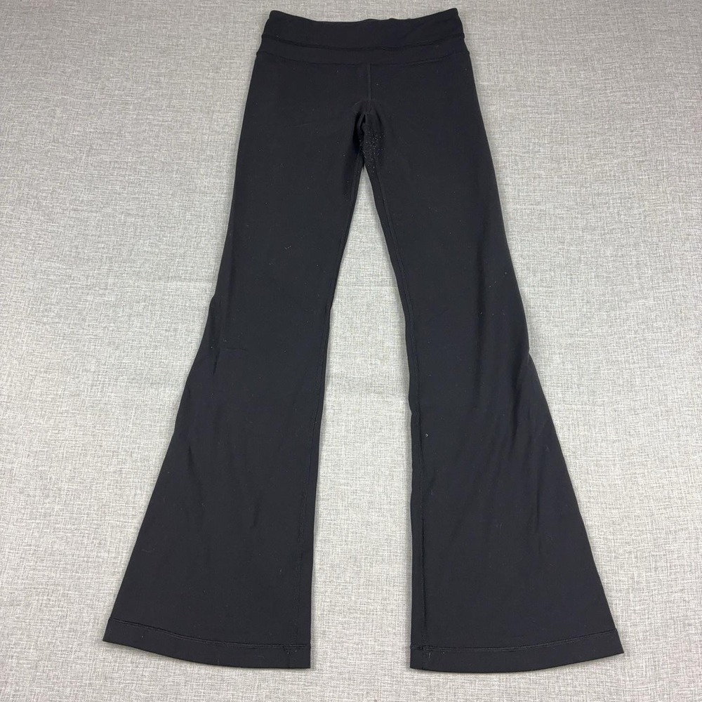 Lululemon Groove Pant Womens Size 4 Black Flare Yoga Leggings 32 Inseam Luon